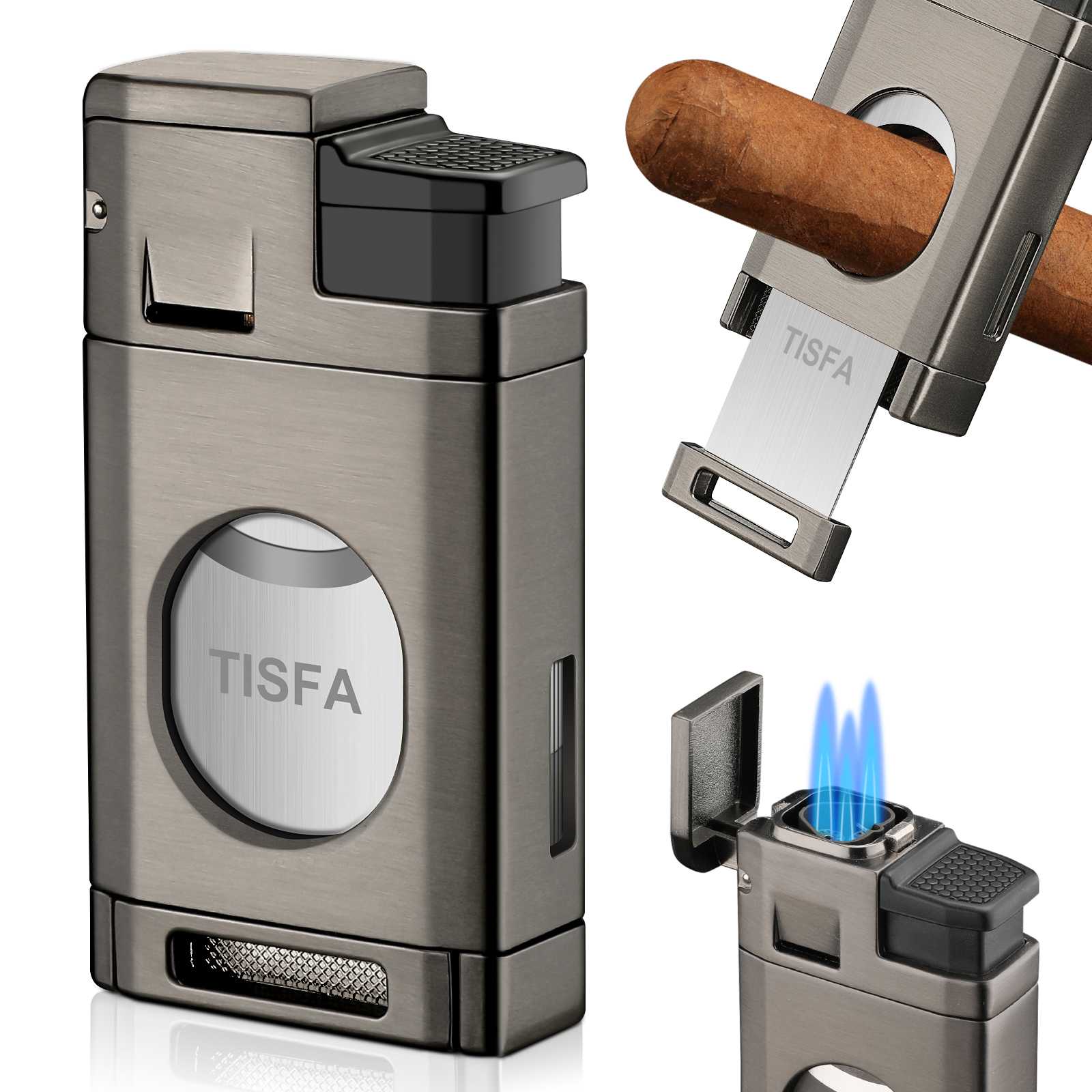 Triple Torch Lighter with Built-in Cutter